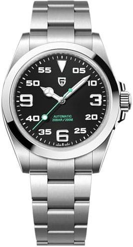 SUZAKU Orologio da polso automatico da uomo NH35, orologio sportivo 200 m, impermeabile 40 mm, orologio meccanico da uomo, Argento nero-xin