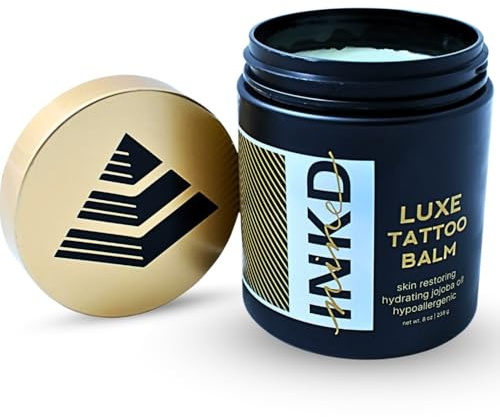 Tattoo Aftercare Balm & Cream 8oz - Natural Healing Lotion & Moisturizer for Ink Care - Ointment for Brightening, Enhancing, & Reviving New + Old Tattoos - 100% Vegan & Petroleum Free