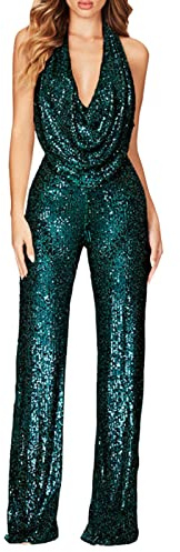 Jumpsuits för korta kvinnor sommar ny europeisk och amerikansk jumpsuit dam ärmlös hals paljettbyxor dam dambyxor overall
