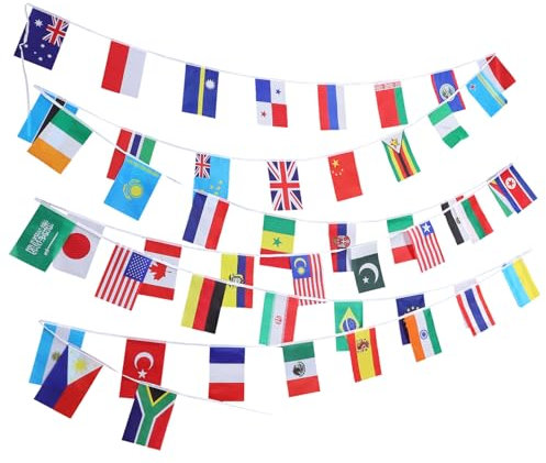 IMIKEYA Länderflaggen Banner Mit Wimpelkette Aus Polyester Für Partydekoration Leicht Und Tragbar Für Freizeit Und Veranstaltungen Internationale Fahnenketten