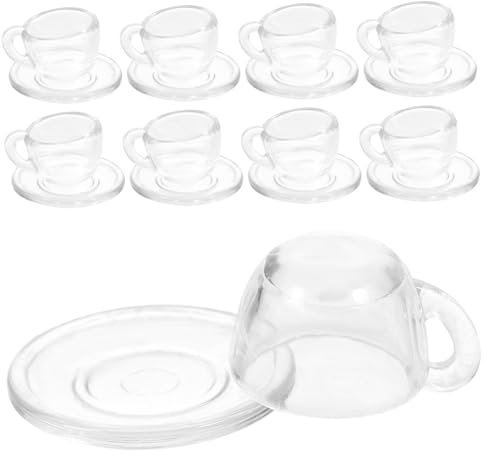 SOPOTUTU 1juego Mini Tazas De Té Transparentes y Platos para Casa De Muñecas Accesorios De Teaware Decorativos Juguetes De Seguros y Prácticos