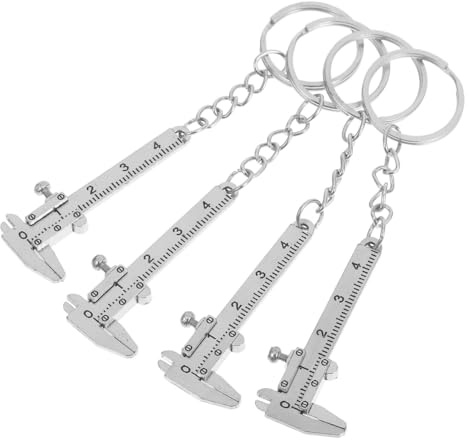 MUCKLILY Llavero Calibrador Vernier De Precisión Mini Portátil De Acero Inoxidable Herramienta De Medición 3D Compacta Para Niños Y Adultos 4 Unidades