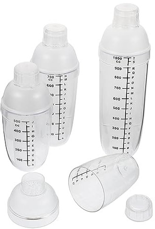 LABRIMP 4 Pezzi Shaker per Cocktail con Scala Shaker per Latte e Tè Resistente e Freddo Trasparente e Facile da Usare per Mixology Casa