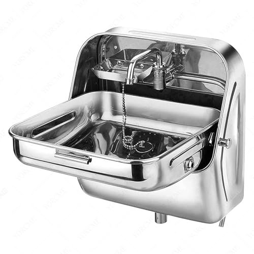 YORCME Évier de Cuisine pour RV et Camping Car - Ensemble Lavabo + Robinet Courbe - Couvercle Amovible et Vidange Optimisée - pour Voyages et Loisirs en Plein Air