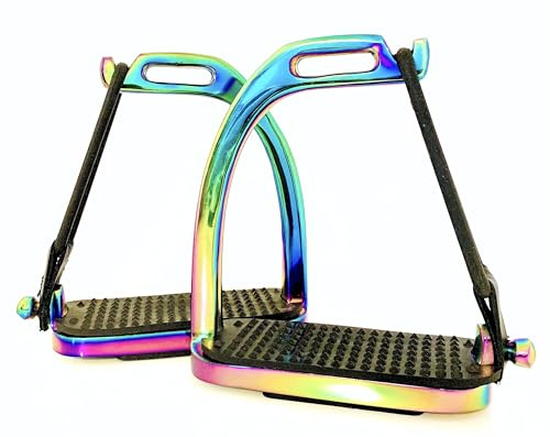 EXTREME Sicherheitssteigbügel – Pfauen-Design – Aluminium – Schnellverschluss – Größen: 4, 4.5, 5 (4.5 inch)