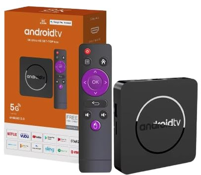 Android TV Box 13.0 4K HDR10+ WiFi Dual 5G BT5.0, Allwinner H313 2GB RAM 8GB ROM, Smart TV Box Q1 con HDMI, USB, telecomando e supporto 8K