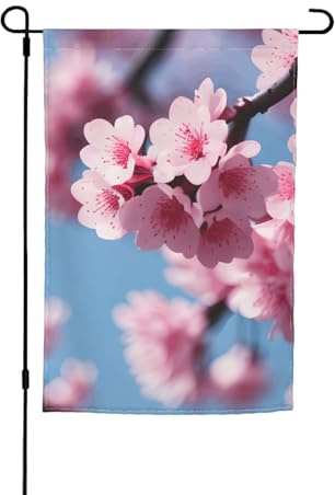 Drapeau de jardin polyvalent et élégant imprimé fleurs de cerisier pour toutes les saisons, décoration extérieure, porches, jardins