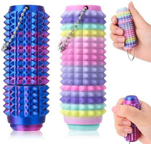 2 Stücke Little Pain Fidget,Fidget Toys Erwachsene,Rotierendes Spiky Grippie Anti Stress Spielzeug,Stressabbau Schlüsselanhänger,ADHS Sensorik Spielzeug Geschenke (Rosa)