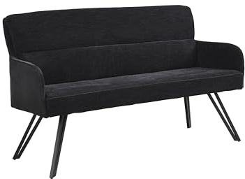byLIVING Sitzbank Tino, Webstoff-Mikrofaser schwarz, Gestell schwarz | Aufgedoppelter Rücken, Küchenbank, Sitzbank, Esszimmerbank, B 140, H 94, T 67 cm