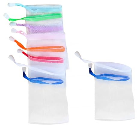 DECOMELODY 10pezzi Sachetto Salvasapone in Retino Schiumogeno per Doccia e Bagno per Detergere Viso e Corpo Corda per Appendere e Coulisse per Chiusura Facile Colore Casuale