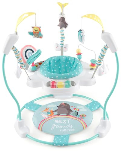 FANTASK Jumperoo Baby, Stationäres Aktivitätscenter mit 360° drehbare Sitz, Spielzeug & Musiktablett, Aktivitätszentrum bis 12 kg, Spring- und Spielcenter für Baby ab 6 Monaten