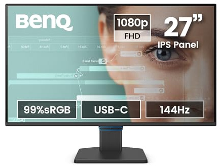 BenQ GW2790C 27 Zoll 1080p FHD 144 Hz IPS Eye-Care-Monitor für das Homeoffice, USB-C, 1080 x 1920, Visual Optimizer, flimmerfrei, Low Blue Light, ultraschmaler Rahmen, TÜV-Zertifiziert, Eye-CareU