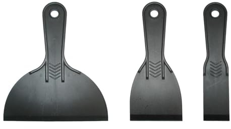 Brilovent 3pc Versatile Plastic Scraper Set - Putty Scraper, Flexible Putty Filler Scraper Tools for Spackling, Patching, Smoothing and Filling