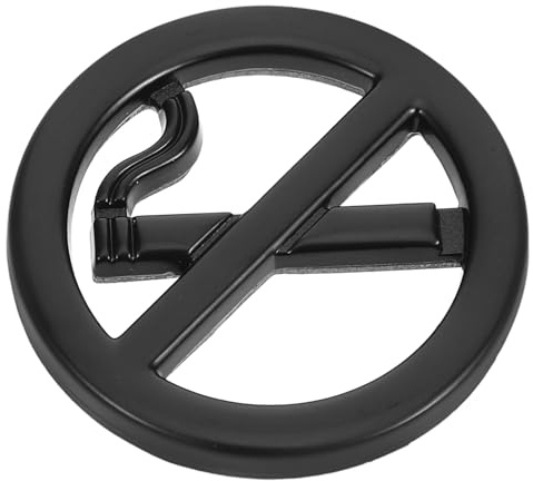 Veemoon No Smoking Metal Sign Sticker 3d Embossed Black Self-adhesive Vehicle Decal Warning for Car Passenger Side Safety