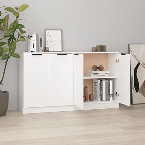 XHNIFBN Set di 2 credenze, 60 x 30 x 70 cm, in legno bianco, con ampio spazio per soggiorno, camera da letto, corridoio, moderna console con supporto a parete