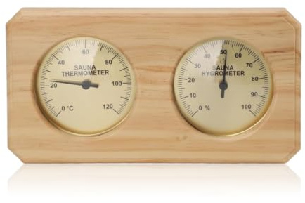 Kukyller Termómetro e higrómetro de Sauna 2 en 1, medición de Temperatura de Humedad de Madera Termómetro Interior Medidor de Humedad para Sala de Sauna