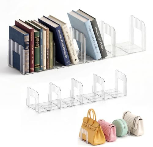 1 Pack Acryl Bücherständer Buchständer,Buchstütze für Regale Dekoration&Organization,Transparente Buchhalter für Bücherregal/Desktop/Hause/Büro/Schule