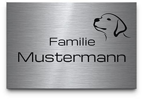 Edelstahl Haustürschilder mit Namen o. Wunsch Gravur | Briefkastenschild Namensschild selbstklebend o. mit Bohrung | Haustür Briefkasten Beschriftung | Klingelschild Türschild wetterfest graviert
