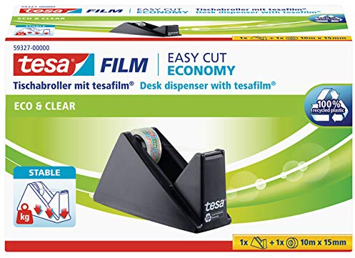 tesa Easy Cut® Tischabroller Economy ecoLogo®, inkl. 1 Rolle tesafilm® / Büro-Spar-Set (3X Nur Abroller)