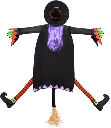 JOYIN Halloween-Dekoration für draußen, 101,6 cm große Hexe, die in einen Baum kracht, Halloween-Dekoration mit Fliegender Hexe, für Hof, Rasen, Terrasse, Veranda, Baumdekoration für draußen