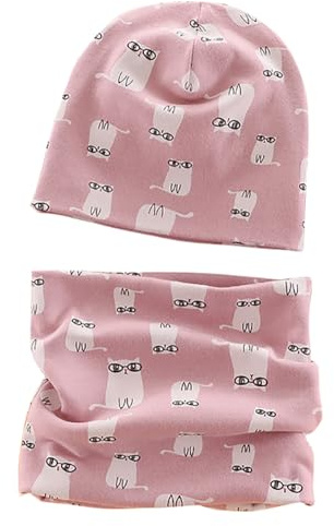 VUCDXOP Baby Kinder Baumwolle Mütze Schal Set Winter Jungen Mädchen Beanie Hüte + Schlauchschal 2er Set Herbst Winter Weich Baumwolle Beanie Mütze Hut Halstuch Rundschal Nackenwärmer Set