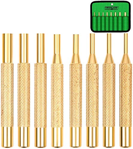 SWANLAKE 8-Piece Brass Punch Set, Removing Repair Tool1/8 - 5/16 Brass Pin Drive Punch Set