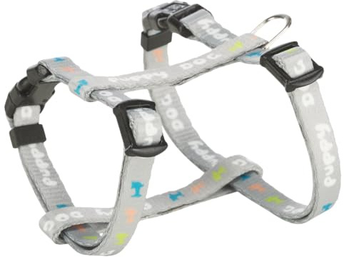 TRIXIE Junior Welpengeschirr mit Leine Größe S–M: Brustumfang 23–34 cm/8 mm in hellgrau - anpassbares Hundegeschirr zur Erziehung mit 3fach verstellbarer Leine für kleine Hunde, 15340