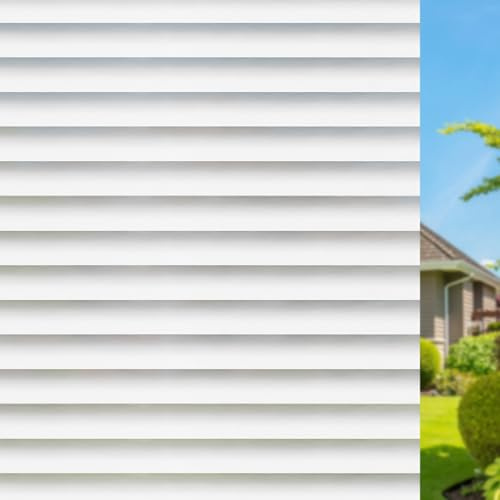 Qualsen Fensterfolie Blickdicht Sichtschutz, Jalousien, 60x300cm | Streifen Sichtschutzfolie Fenster Milchglasfolie, Statische Haftung, Anti-UV Dekorativ für Büro, Schlafzimmer, Küche, Haus