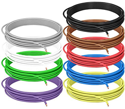 DCSk Fahrzeugleitung - 1,5mm² - 10m - FLRY B asymmetrisch Sortiment 9 Farben - 1.50 mm² - KFZ-Kabel-Litze - rot schwarz blau braun gelb grün violett weiß grau - 1 5mm2
