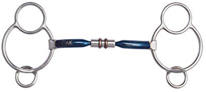 AK AKRS-2637 Universal-Trense, loser Ring, drehbar, Doppeltrense, für Pferde, Süßeisen, 14 cm, blau-Silber