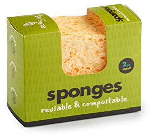Eco Living Eco Plastikfrei kompostierbare Schwämme, 100% plastikfrei, aus erneuerbaren Quellen, geeignet für Veganer, Doppelpack (2er Pack - Mix Design)