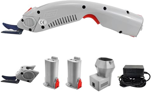 WBT-1 Forbici Elettriche per Taglio Tessuto, 2 Batterie & Lame | Taglierina ricaricabile senza fili e con doppia potenza, per pelle, cartone, gomma