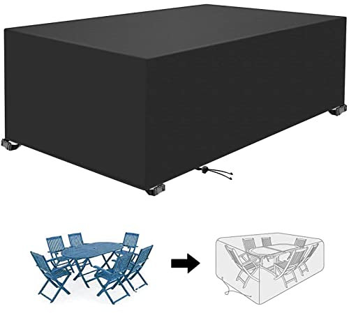 KADING Gartenmöbel Abdeckung Multi Größe 220x174x84cm Schwarz Abdeckplane Gartenmöbel Wasserdicht 420D Schutzhülle Gartenmöbel Terrasse Gartenmöbel Abdeckungen für Gartenmöbel Sets Tische und Stühle