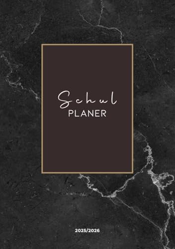 Schulplaner: Schüler-Planer für das aktuelle Schuljahr mit Kalender, Wochenplaner, Notenlisten, Stundenplan uvm (DIN A5, Marmor)