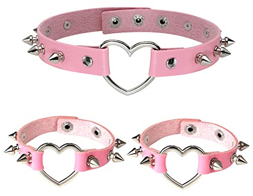 Manfnee Leder Gothic Choker Armband Punk Spike Rivet Rock Kragen Halskette Armband Armbänder