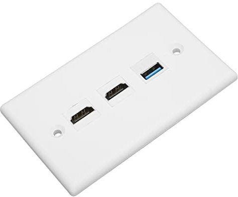 Bewinner HDMI-USB-3.0-Wandplatte, 2-Port-HDMI-Buchse und 1-Port-USB-Buchse, Videokomponenten-Steckdosen-Steckdosen-Abdeckung, Wand-Steckplatte