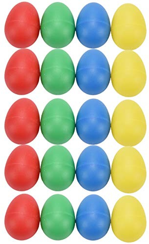BEIEM 20Pcs Shaker Eggs Plastic Musical Egg Shaker with 4 Colors Kids Maracas Egg Percussion Toys