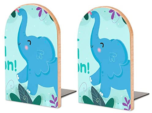 Packung Mit 2 Buchstützen Elefant Rutschfester Bücherständer Aus Holz Bücherregal Bücherhalter Für Home Desk Office Library