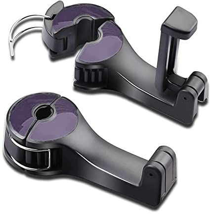 Youery 2 Stück hinten Haken für Autositze mit Handy-Halterung, 2-in-1 Kopfstütze Hakenhalter, 360° Drehhaken für Autositze, tragbarer Organizer, Halter, Haken für Auto, Rücksitz (schwarz)