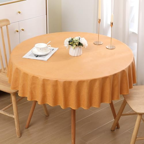 Homaxy Leinenoptik Tischdecke Abwaschbar Lotuseffekt Eckig 140cm Gelb | Leinenoptik Textur, Lotuseffekt Wasserabweisend, Abwischbar & Maschinenwaschbar, Knitterfrei, Für Küche Party Garten