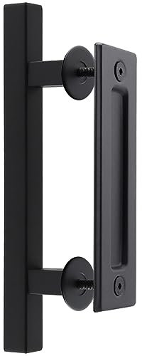 KtbeYTi 30 cm Schiebetüren Griff, Schwarz Scheunentor Griff mit Schrauben, Schiebetür Handgriff aus Kohlenstoffstahl für Schranktüren Gartenhäuser, Rechteck