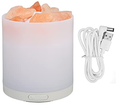 Diffusor für ätherische Öle, Salzstein-Desktop-Luftbefeuchter mit Buntem Nachtlicht für Zuhause, Schlafzimmer, Büro, Weiß