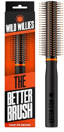 Wild Willies Round Beard Brush, The Better Brush - Round Bristle Beard Hair Brush for Men, Heat-Resistant Curling Comb for Blow Drying - Premium Grooming Tool for Styling Hair or Beard, All Hair Types