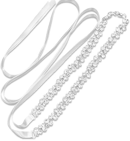 DYOUen Hochzeit Strass Taillengürtel Weihnachten Strasssteine Gürtel Brautgürtel Handgefertigter Strass Glitzer Kristall Braut Schärpe für Ballkleid Abendkleider Braut Team Bride