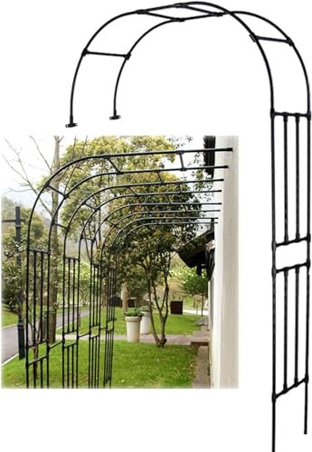 MISKYN Arche De Jardin Demi Rond, Demi-Arche en Métal, Arceau Jardin Arche A Rosiers De Style Fer Forgé, Tonnelle De Jardin Robuste, pour Plantes Grimpante,Blanc,90 * 240cm