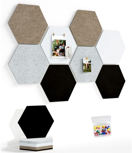 Groß Filz Pinnwand Selbstklebend Korkplatte Filzplatte mit 30 Pinnnadeln, 8 Stück Korkwand Filzboard Memotafeln Bulletin Board Memo Boards Wanddekoration für Büro Küche