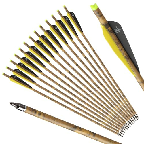 S F Armbrustbolzen, Armbrustpfeile 16 Zoll aus Carbon für die Jagd und Zielübungen (Tarnfarbe,12er-Pack)