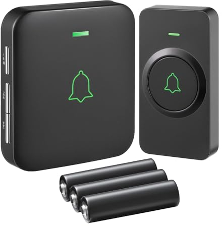 AVANTEK Doorbell Wireless Cordless with 2 Portable Receivers Battery Powered (Batteries included), 1000ft Waterproof Door Bell, Door Chime kit with 52 Melodies, 5 Volume Levels CD Quality Sound, BA-12