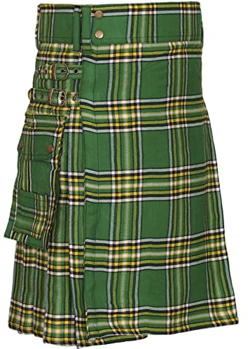 All Kilts Sports Tartan-Utility-Kilt för aktiva män, Irish Heritage, 32''