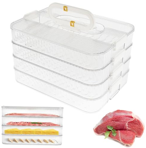 BOBASH Fiambreras para frigorífico, recipiente de almacenamiento con tapa, fiambrera apilable, caja de almacenamiento, organizador para frigorífico, recipiente para guardar embutidos (4º piso)